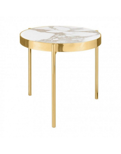 Table d'appoint ronde Kandinsky en marbre blanc et titanium doré