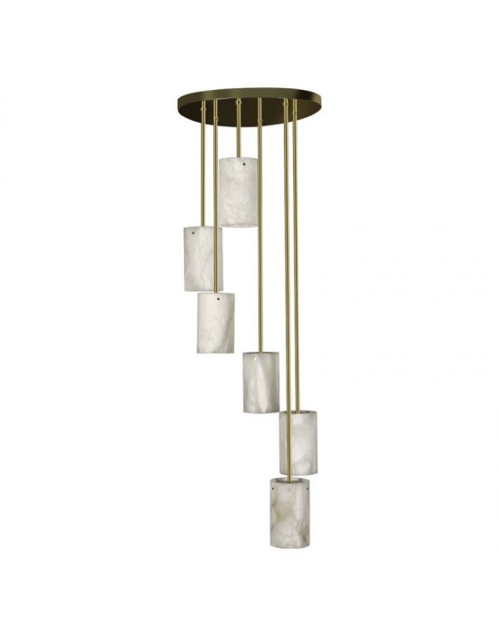 Suspension Wave blanche en pierre d'Albâtre et laiton-myhomeinwhite.com